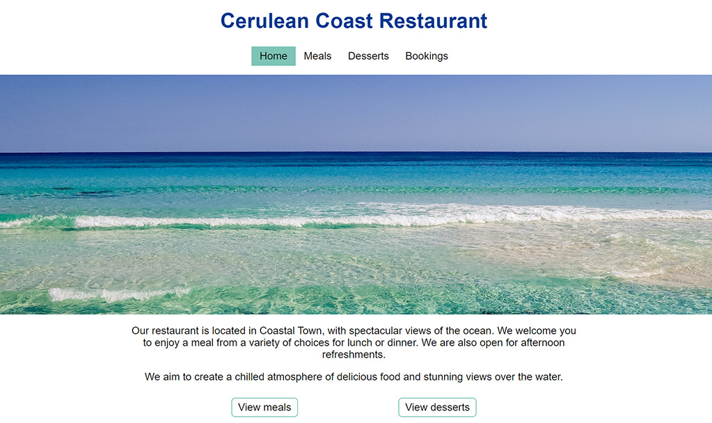 Preview of Cerulean Coast Restaurant website