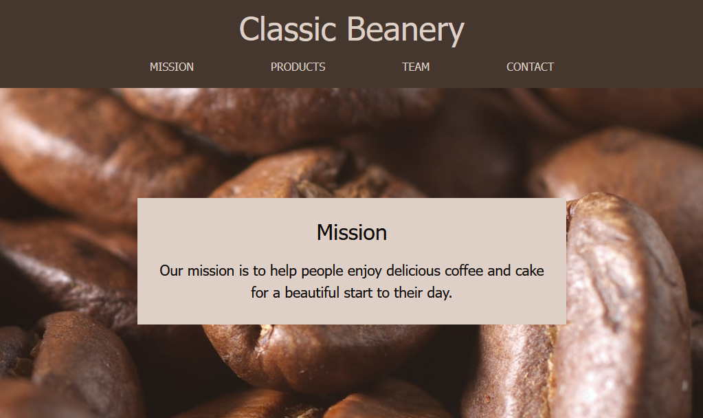 Preview of Classic Beanery website