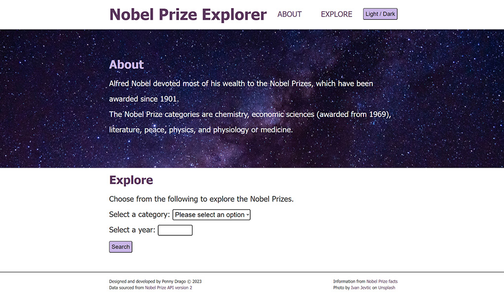 Preview of Nobel Prize Explorer app